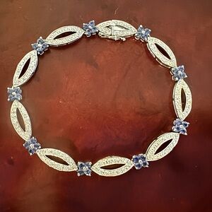 Levian 18kt White Gold Diamond and Sapphire Bracelet